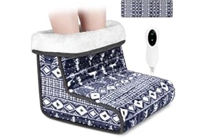 MAQUITA Foot Warmers and Electric Fast Heating Pad Feet Warmer with 10 Temperature Settings,Soft Inner Lining Heating Foot Warmer,Washable Fabric，Extra Long Control Lines-Grey