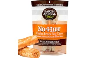 EARTH ANIMAL No Hide Golosinas masticables Medianas con Sabor a Pollo, Alternativa Natural al Cuero Crudo, Duradero, para Perros | Golosinas para Perros medianos (1 Paquete)