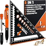 THORVALD Squadra da Falegname MULTIFUNZIONE 180 mm [+PORTA MINE +ISTRUZIONI] Metallo Righello Truschino Goniometro Angoli 45-