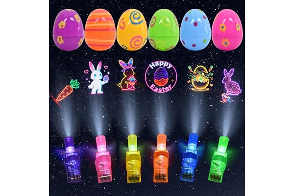 SYAKZK Lot de 6 œufs de Pâques pour enfants - Avec phares à doigts - Cadeaux de Pâques pour enfants - Décoration de Pâques - Cadeau pour fille de 3, 4, 5, 6, 7 ans - Œufs de Pâques en plastique