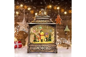 Joellfuner Globos de Nieve Navideños Musicales, Bola de Navidad con Nieve, Farolillo Navidad, con Brillo de AguaLuz de Noche, Decoraciones Navideña de Papá Noel Regalos Adornos (B1)
