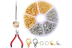 LYFEESIS Chain Clasp Set, 463 Pieces, 2 Colours, Bracelet Clasp Set with Tool, Pliers, Tweezers, Opener and Closer, Carabiner Clasp, Jump Rings and Crimping Ends for DIY Bracelet Jewellery Making