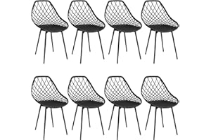 JIJIAN Chaise Salle a Manger Lot de 8,Chaise de Cuisine avec Pieds en Métal,Chaise scandinave,Confortable chaises de Salle à Manger, Chaise Noire avec Dossier