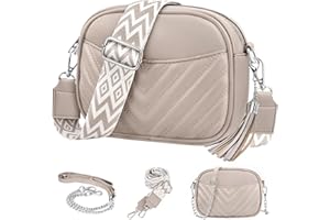 ‎JUYANO JUYANO Crossbody Bag Damen Leder, Kleine Umhängetasche mit Breitem Gurt, Stylisch Handtasche Umhängetasche Damen mit Kartenschlitz Abnehmbar Schultergurt