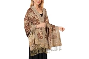 Lamca Women Pashmina Shawls and Wraps Scarf Soft Silky Reversible Paisley Scarves Shawl for Women UK