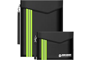 IMNBEST Sacs anti feu,3 porte-documents ignifuges | Sac étanche à feu pour, Fermeture à Zip Sécuritaire, Parfait pour Conserver Objets de Valeur, Passeports, Documents, Argent (Noir 2)