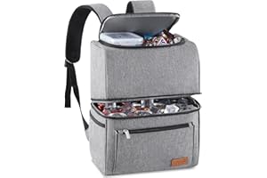 Lifewit Mochila Nevera 24L (30 Latas), Mochila Termica Isotermica Grande, Nevera Portatil Porta Alimentos Doble impermeabilidad, Cooler Bag para Picnic/Playa/Barbacoa/Camping/Trabajo/Viajes, Gris