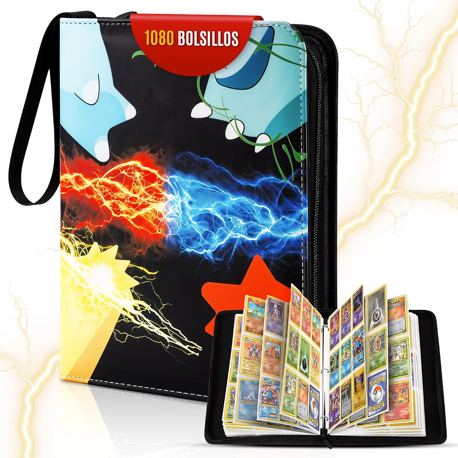 CABAPLUS® Álbum de Cartas Coleccionables PREMIUM 1080 Cartas | Binder Profesional con 60 Páginas y Fundas Integradas | Album para Cartas TCG | Card Binder de Alta Capacidad
