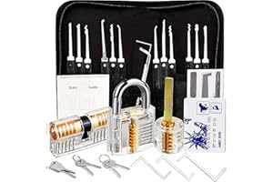 XFLYP 35PCS Zestaw Wybierania Blokady,Zestaw Lock Pick z 3-Przezroczystymi Zamkami Treningowymi Oraz Ręcznym i Zamkowym Etui, Narzędzie Ekstraktora dla Początkujących i Zawodowych ślusarzy