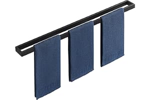 SAYAYO Handdukshållare svart 80CM väggmonterad handduksstång badrum, handukshängare vägg, SUS304 rostfritt stål handduksring