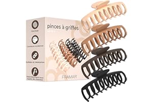 FRAMAR Grosse Pince Cheveux Femme - Pince a Cheveux Femme, Pinces à Cheveux Pour Femmes, Pince à Cheveux Femme, Pince Crabe Cheveux Femme, Hair Clip, Pinces Cheveux, Grande Pince Cheveux – Neutre 4pc