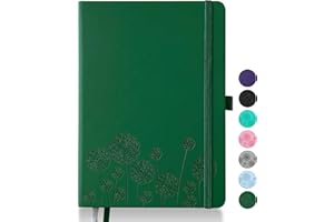 Qefuna Notebook-Tagebuch für Frauen, Notizbuch A5 Leder Journaling Notebooks für die Arbeit, 200 Seiten Reisetagebuch für Frauen Männer mit Stifthalter und Farbband, 5.78"×8.34"(Grün)