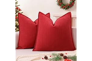 ZWJD Kissenbezug 40x40 Weihnachten Red 2er Set Chenille Weihnachtskissen Sofakissen mit elegantem Design Weihnachtskissenbezug für Couch, Bett und Wohnzimmer Weihnachtsdeko innen