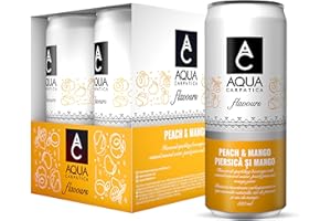 AQUA Carpatica Sparkling Flavours Mango & Peach 330ml x 4 - Natural Fruit Juice Infused Sparkling Water, No Added Sugar, Naturally Alkaline, Sweetened with Agave Syrup, Rich in Minerals