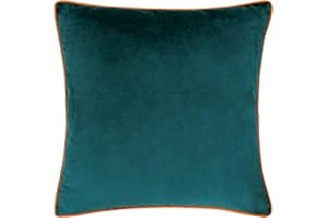 furn. Meridian Cushion Cover – Luxury Contrast Piped Velvet Decorative Case (Teal/Tiger - 45x45cm)