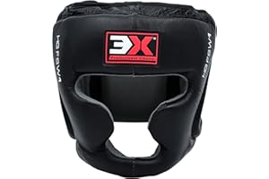 3X PROFESSIONAL CHOICE 3X Sports Caschetto per boxe Guardia per la testa MMA Allenamento Copricapo in pelle di mucca Muay Thai Protezione integrale per il viso Guardia Guance Protezione per le orecchie