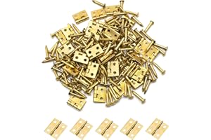 YunBey 60 Pcs Mini Charnière Miniature, Petite Charnières en Laiton pour Boite en Bois Boîte à Bijoux Cabinet DIY Accessoires