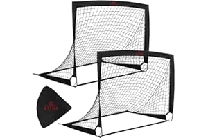 RAYNA GAMES Pop Up Football Goals Set - 2 in 1 Soccer Net & Post, Portable for Garden, Park, Beach - 4 x 3 Ft Training Equipment with Carry Bag
