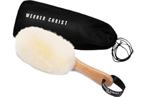 WERNER CHRIST Baby Brush - Extra Soft Baby Hair Brush Made of 100% Natural Hair for Gentle Hair Care for Newborns, Infants and Small Children, High Quality Natural Hair Brush with Real Lambskin