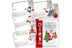 Christmas Labels Stickers Self Adhesive - 60 Christmas Stickers for Presents with Cute Festive Designs - Size 65 x 45mm Xmas Tags for Presents - Sticky Xmas Tags by Innoveem