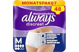 ‎ALWAYS DISCREET Always Discreet Inkontinenz-Höschen Plus Für Frauen, M, 48 Höschen, Verhindert Auslaufen Und Gerüche, Angenehm Und Kaum Spürbar