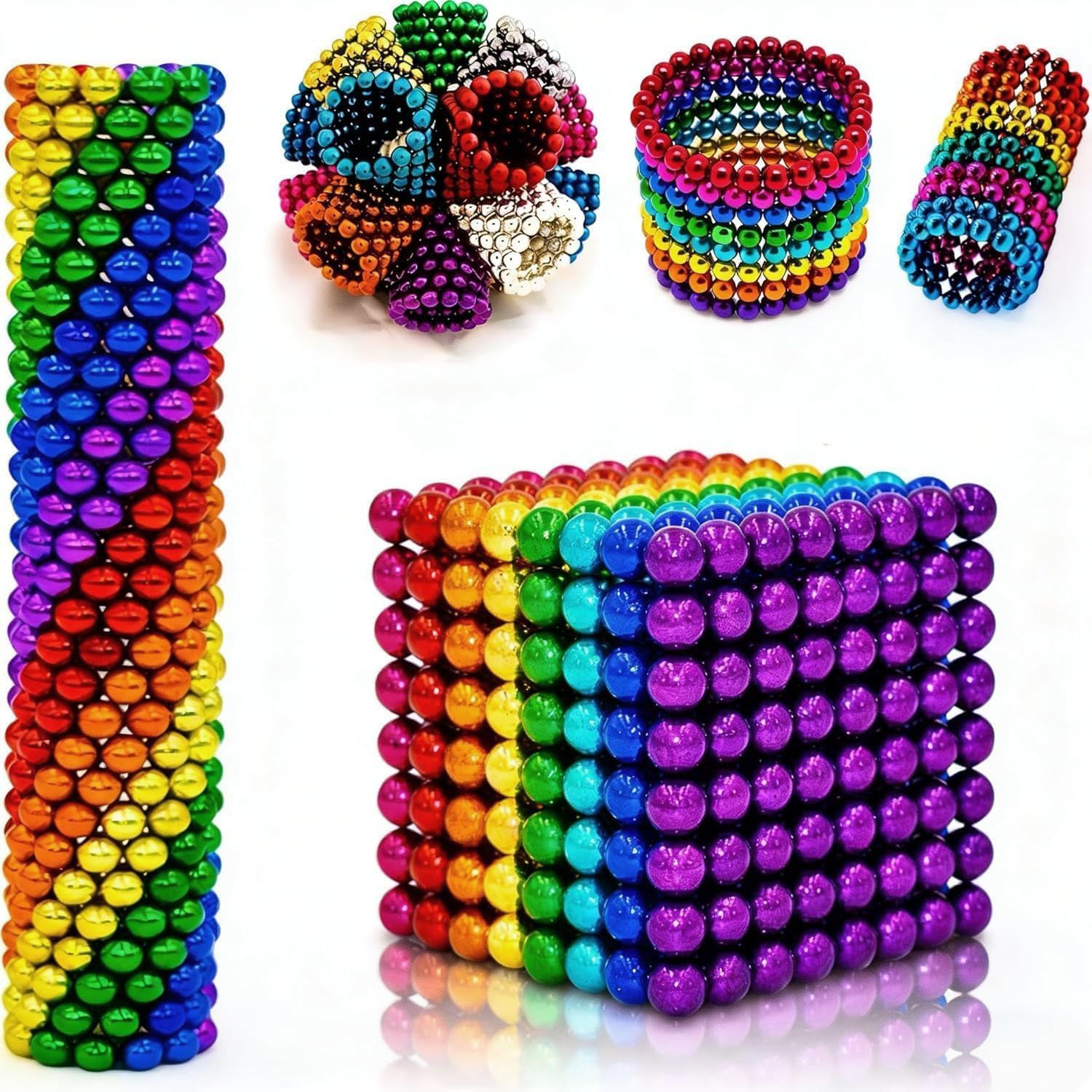 Juego de bolas coloridas de 5 mm (216/512/1000 piezas), juguete interactivo de construcción de montaje 3D para adultos, dispositivo creativo de escritorio y rompecabezas antiestrés, regalos para