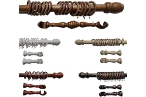 TENDEEVOLUTION Bastone Tenda in Legno con Anelli completo di Accessori, Diametro 23 mm, Movimento Manuale, Bastone Tenda Bianco e Altri Colori con Supporti e Terminali, Zineffa per Tenda (NATURALE, 100 CM)