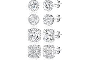 Dochais 4 par stiftörhängen silver 925 män kvinnor allergivänliga kubiska zirkonia örhängen örhängen kontakt 14K guldpläterad