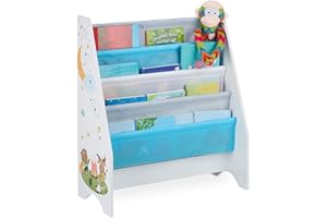 Relaxdays Scaffale Libreria Bambini, 4 Scomparti,Immagini di un Falò, per Bimbi, Dimensioni HLP: 71x62x29 cm, Colorato
