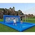 Hanaiette 33FT Inflatable Volleyball Court Blue Beach Volleyball Net with Air Pump, Volleyball Pool/Water Volleyball Field for Outdoor Sport Game