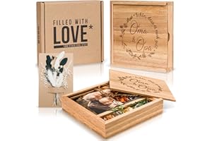 kupi Erinnerungsbox Oma und Opa Geschenke für Großeltern | Weihnachtsgeschenke Oma und Opa Geschenk | Fotobox Weihnachten Geschenkbox mit Gravur