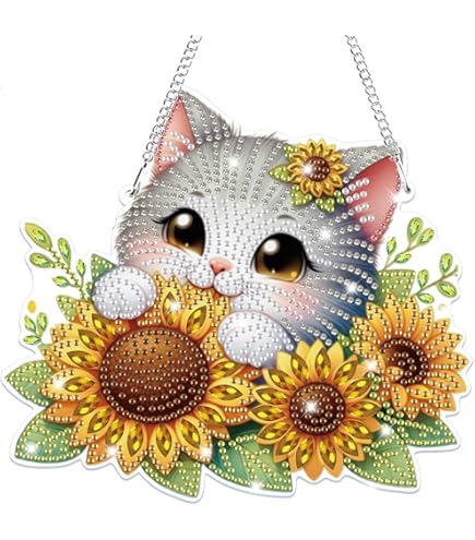 5D Diamond Painting Katze - DIY Diamantbild Zum Aufhängen 20x20cm