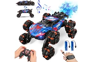 Sunrad Remote Control Cars,8WD Gesture Sensing RC Stunt Cars,2.4GHz RC Drift Car with LED Light,Music and Spray,RC Car Toys Gifts for Kids 3-12 Year Old Boys,Indoor Outdoor Toy Gifts for Kids