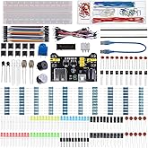 BOJACK 37 Values 480 Pcs Electronics Component Fun Kit with Power Supply Module, Jumper Wire,Precision Potentiometer,830 tie-