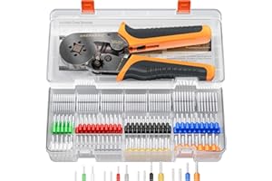 SAERWEAO - Set di Pinza Crimpatrice Capicorda, Pinza Puntalini Filo Autoregolanti per Elettricista, Crimpatrice 0.25-10 mm²/AWG 24-8 con 1200 pezzi Connettore del Cavo Terminale - Pinza Elettricista
