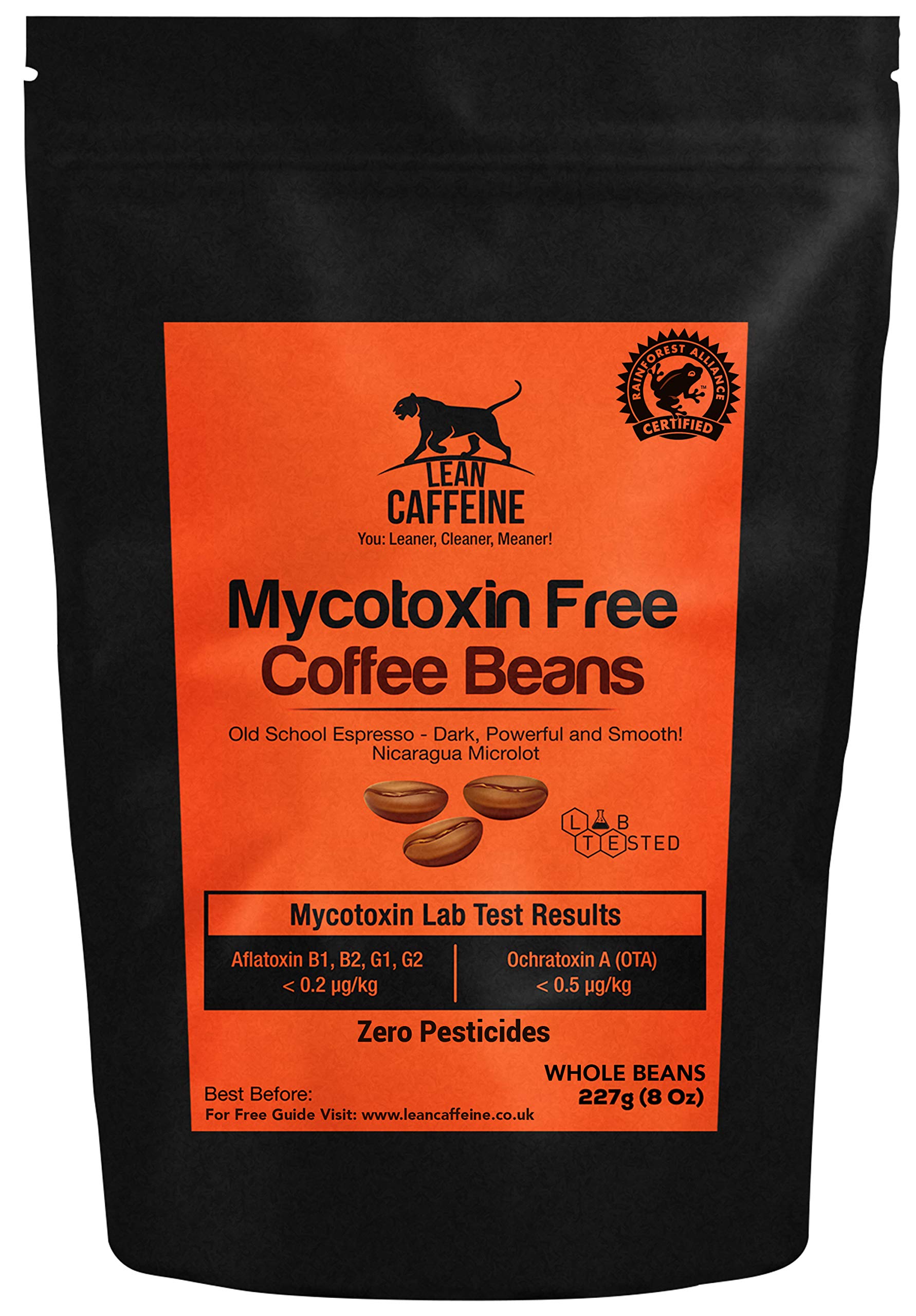 Lean Caffeine Nicaragua Coffee Beans Super Clean Mycotoxin Free