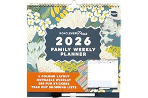 Boxclever Press Family Weekly Planner 2026. 2026 Calendar UK with 6 Columns. Family Calendar 2026 runs Now - Dec'26. Wall calendar 2026 with Lists, Pocket & Stickers.