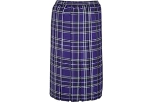 KK Fashion Lines Ladies Tartan Box Pleated Skirt, Elasticated Waist, 27" Length