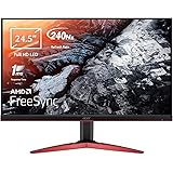 Acer KG251QDbmiipx Monitor Gaming FreeSync, 24.5", Display Full HD, 240 Hz, 1 ms, HDMI 2.0 e 1.4, DP 1.2, Lum 400 cd/m2…