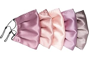 Habac Studio Pack of 5 Satin Silk Face Masks Reusable Cover Bandana Balaclavas Face Masks Washable UK Black Face Mask with Nose Wire Pleated Face Mask for Women Men Adjustable.