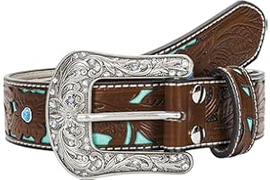 INOGIH Western-Cowboy-Cinture in pelle-per-donna-uomo-cowgirl stile bohemien turchese fibbie per cintura jeans pantaloni