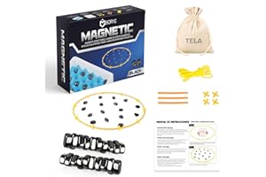 BIORYC ® Ajedrez Magnético Negro (20 imanes) + Bolsa de Transporte de Tela de Regalo. Juego de Imanes + Varillas + Enlaces + Tablero de Esponja. Juegos de Mesa. Regalos Orginales Navidad 2025
