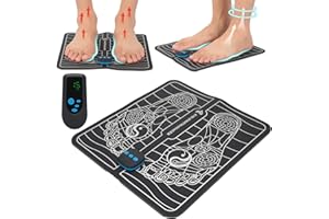 TMISHION EMS Foot Massager, Electric Massage pad Muscle Stimulator USB Rechargeable Molded Leg Cushion feet Acupuncture Stimulator Massager ABS Stimulator with Remote Control