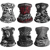 MQLSAERI Scaldacollo multifunzione | Bandana da uomo e donna, scaldacollo, maschera per il viso, protezione per la bocca e il naso, maschera solare in cotone, per esterni, elastico, lavabile - nero