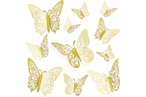 ENITHELITE 24PCS 3D Butterfly Stickers, Decorations for Wall, Window, Birthday - Wallpaper and Decals for Home Decor