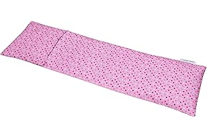 CARREDANA Saco térmico cervical de semillas de trigo y eucalipto con funda lavable 50x16cm (motitas rosa)