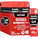 VITALDIN SPORT Energy Gel Caffeine Red Fruits &ndash; 24 Gels x 40 g | Energy Gel with 60 mg of Caffeine and Vitamin B6; Fast and S