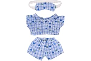 PENITUE Ensemble de Vêtements pour Poupée en Peluche, Pyjama Bleu 3pcs Accessoires Comprenant Pyjama Pantalon de Nuit et Masque Yeux Vêtements pour Poupée 17cm Tenue Uniquement Incluse