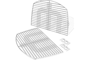 GLARETEX 7646 Stainless Steel Cooking Grates for Weber Q300, Q320, Q3000, Q3200 Series, 63.5 x 45.2 cm Replacement Parts Accessories 57060001, 586002, 404341 Gas Grills, Set of 4