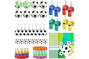 Kesote 48 pz Calcio Piccoli Regali Compleanno Ragazzo Pinata con Borsa Regalo, Braccialetto in Silicone, Porta Chiave, Fischio, Mini Pallone da Calcio, Gomma da calcio, Party Supplies Coppa del Mondo